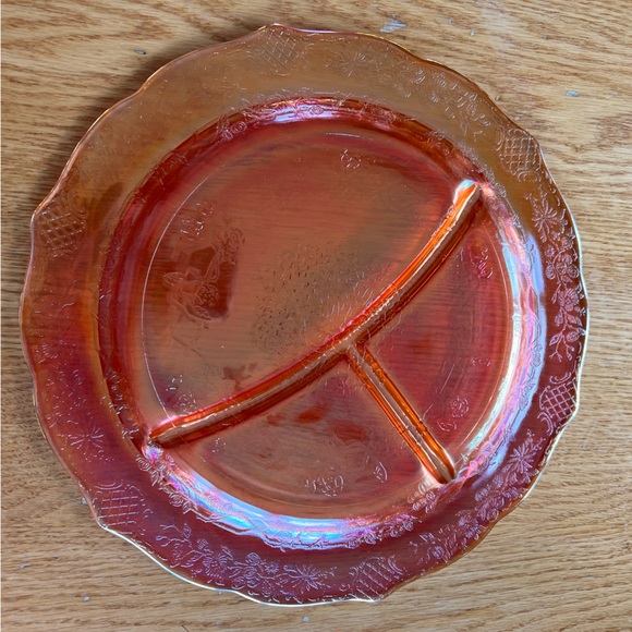 Federal Marigold Iridescent Carnival
Glass Large Divided Plate - Picture 5 of 6
